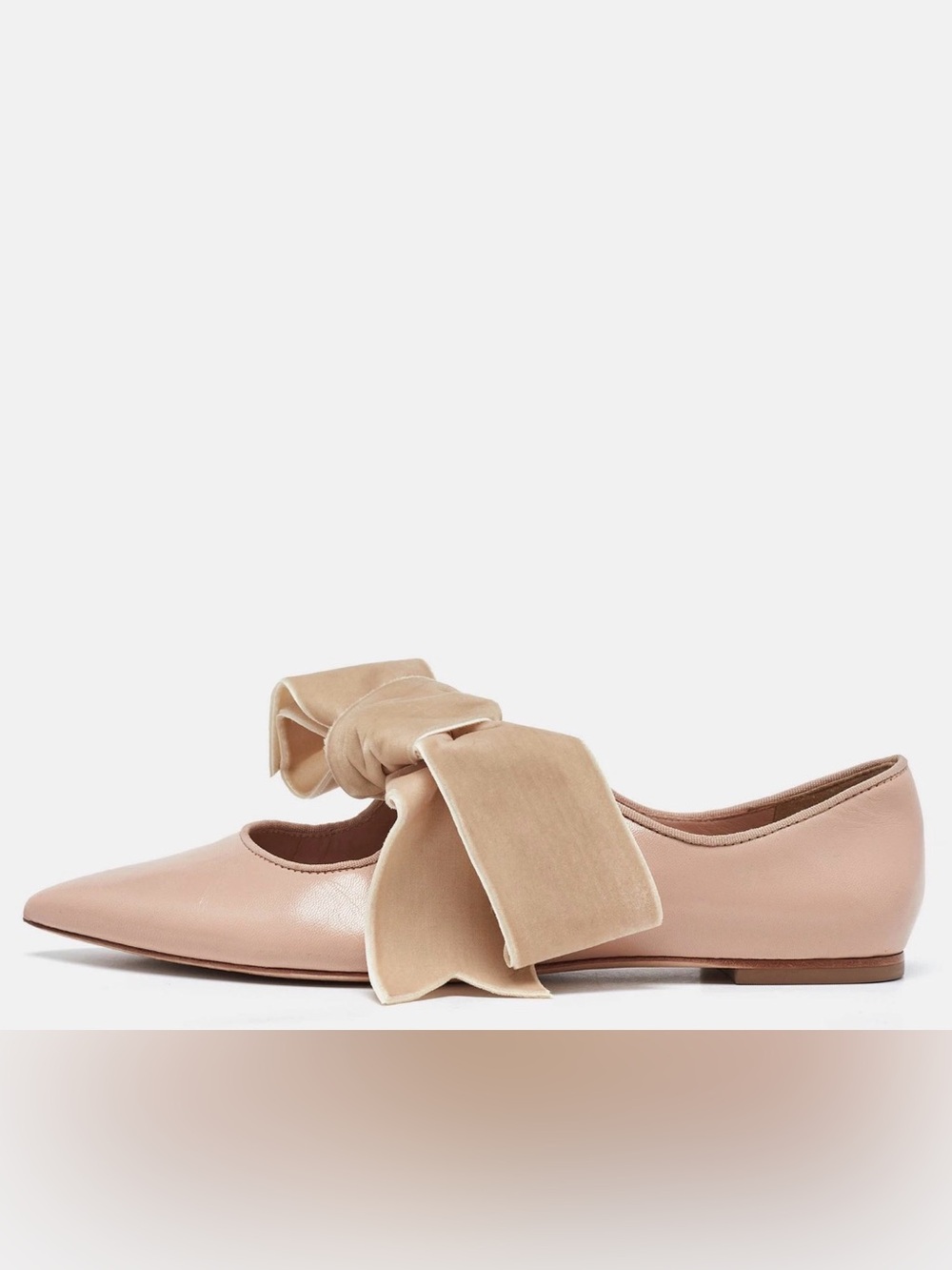 Tory Burch Pointed Toe Bow Flats in Nude